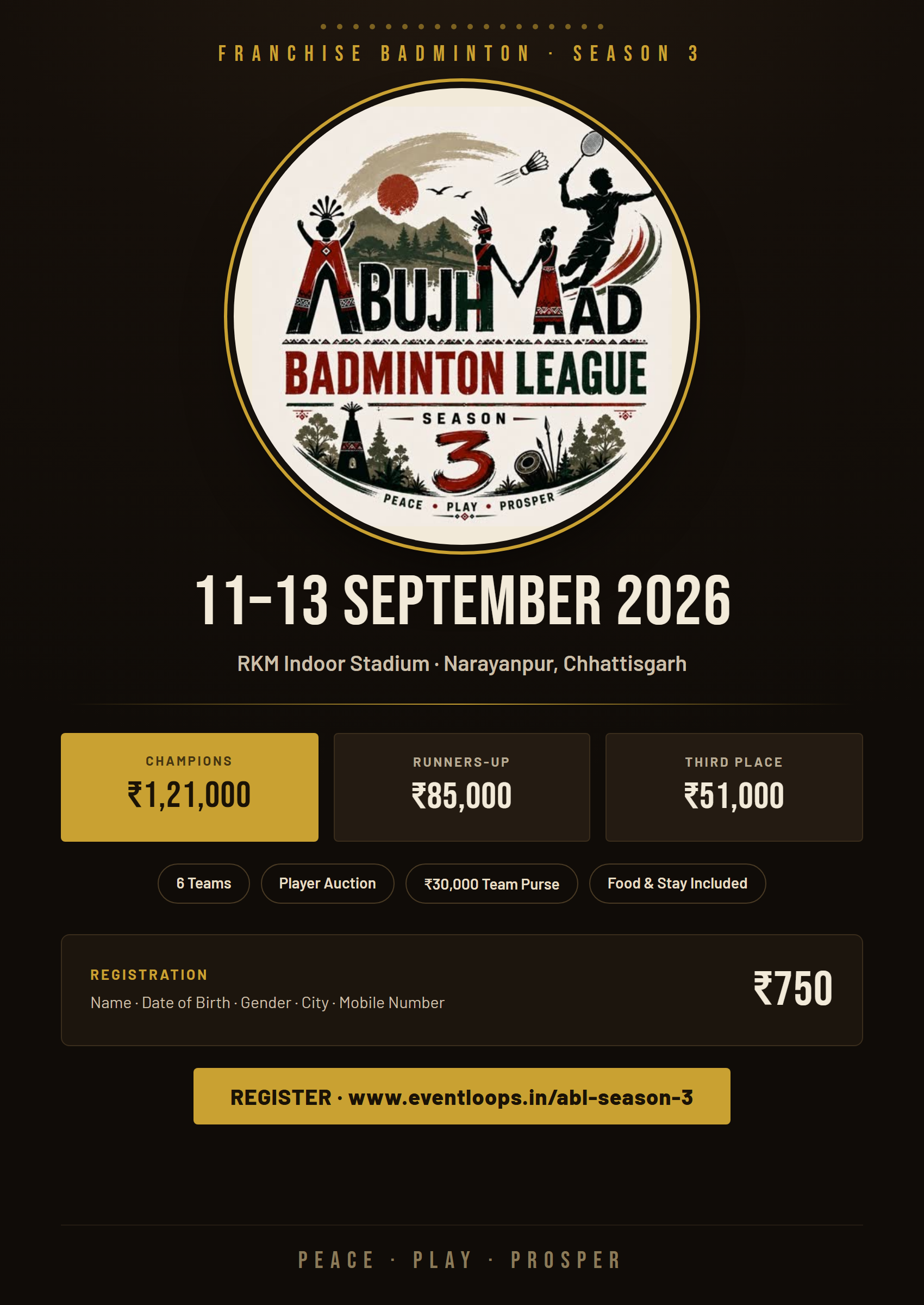 Abujhmad Badminton League (ABL) poster
